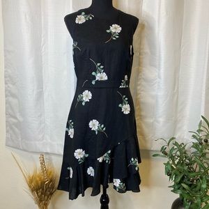 Banana Republic Women’s Short Sleeve Black Floral Faux Wrap Dress Size 6